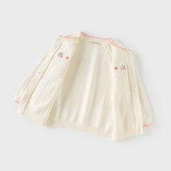 Dave&Bella Girls Autumn Cotton Fashion Flower Embroidery Knit Cardigan Coat Top