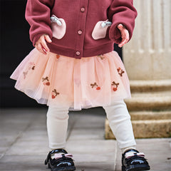 Dave&Bella Toddler Girls Autumn Sweet Pearl White Tulle Mesh Skirt Pants