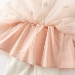 Dave&Bella Toddler Girls Autumn Sweet Pearl White Tulle Mesh Skirt Pants