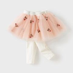 Dave&Bella Toddler Girls Autumn Sweet Pearl White Tulle Mesh Skirt Pants