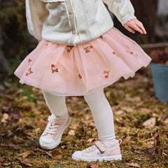 Dave&Bella Toddler Girls Autumn Sweet Pearl White Tulle Mesh Skirt Pants