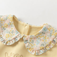 Dave&Bella Girls Autumn Yellow Cotton Sweet Peplum Sweatshirt Top