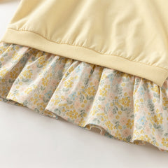 Dave&Bella Girls Autumn Yellow Cotton Sweet Peplum Sweatshirt Top