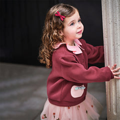 Dave&Bella Toddler Girls Autumn Sweet Cotton Red Coats