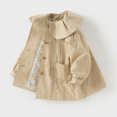 Dave&Bella Toddler Girls Autumn Khaki Outdoor Trench Coats