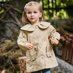 Dave&Bella Toddler Girls Autumn Khaki Outdoor Trench Coats