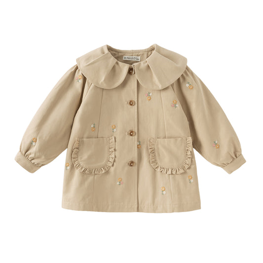 Dave&Bella Toddler Girls Autumn Khaki Outdoor Trench Coats