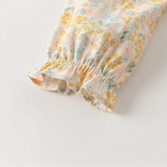 Dave&Bella Girls Autumn Cotton Floral Long Sleeve A-line Princess Dress