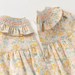 Dave&Bella Girls Autumn Cotton Floral Long Sleeve A-line Princess Dress