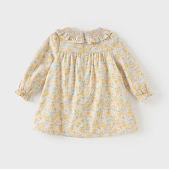 Dave&Bella Girls Autumn Cotton Floral Long Sleeve A-line Princess Dress