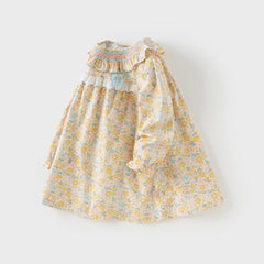 Dave&Bella Girls Autumn Cotton Floral Long Sleeve A-line Princess Dress