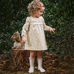 Dave&Bella Girls Autumn Cotton Floral Long Sleeve A-line Princess Dress