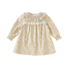 Dave&Bella Girls Autumn Cotton Floral Long Sleeve A-line Princess Dress