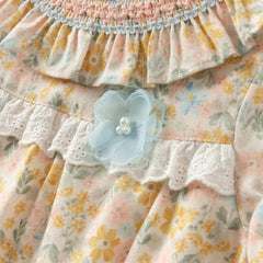 Dave&Bella Girls Autumn Cotton Floral Long Sleeve A-line Princess Dress