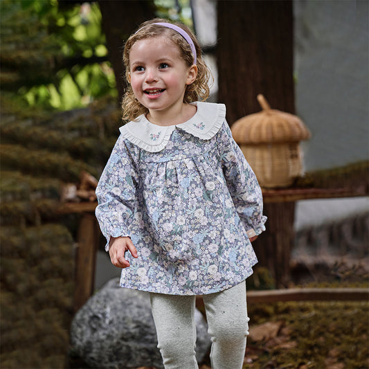 Dave&Bella Girls Autumn Cotton Printed Top Pants Two-piece Outfits Set