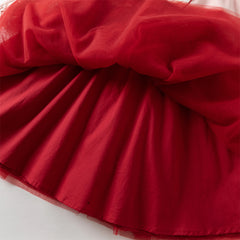 Dave&Bella Girls Autumn Adorable Drak Red Chinese Style Hanfu Mesh Princess Dress