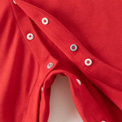 Dave&Bella Baby Girls Autumn Cotton Antibacterial Red One-Pieces Romper