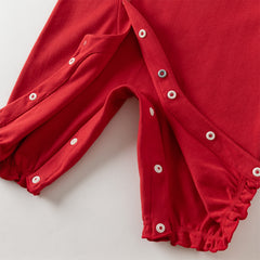 Dave&Bella Baby Girls Autumn Cotton Antibacterial Red One-Pieces Romper