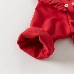 Dave&Bella Baby Girls Autumn Cotton Antibacterial Red One-Pieces Romper