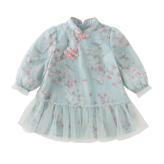 Dave&Bella Girls Autumn Elegance Chinese Style Mesh Floral A-line Party Dress