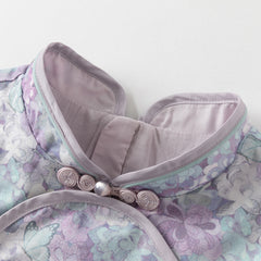 Dave&Bella Girls Autumn Purple Flora Chinese Style Noble Mesh A-line Dress