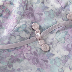 Dave&Bella Girls Autumn Purple Flora Chinese Style Noble Mesh A-line Dress