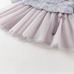 Dave&Bella Girls Autumn Purple Flora Chinese Style Noble Mesh A-line Dress