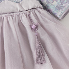 Dave&Bella Girls Autumn Purple Flora Chinese Style Noble Mesh A-line Dress