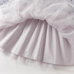 Dave&Bella Girls Autumn Purple Flora Chinese Style Noble Mesh A-line Dress