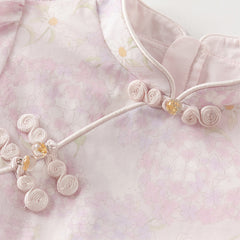 Dave&Bella Girls Autumn Hydrangea Print Mesh Chinese Style A-line Princess Dress