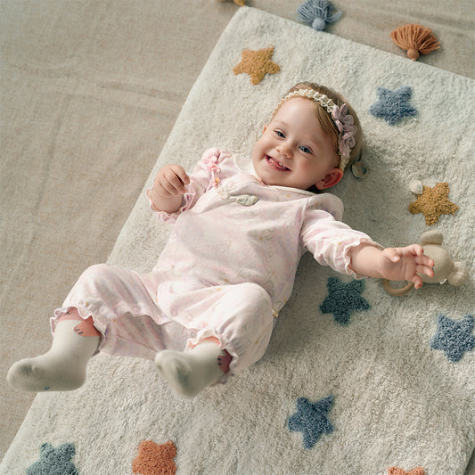 Dave&Bella Girls Autumn Cotton Hydrangea Print One-piece Crawling Suit Romper