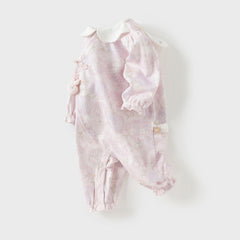 Dave&Bella Girls Autumn Cotton Hydrangea Print One-piece Crawling Suit Romper