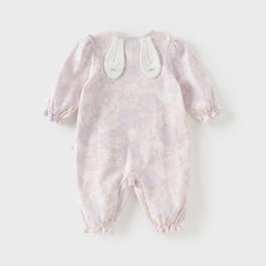 Dave&Bella Girls Autumn Cotton Hydrangea Print One-piece Crawling Suit Romper