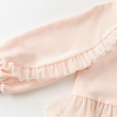 Dave&Bella Toddler Girls Autumn Sweet Pink Mesh Dress-style Sweatshirts Tops