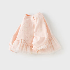 Dave&Bella Toddler Girls Autumn Sweet Pink Mesh Dress-style Sweatshirts Tops