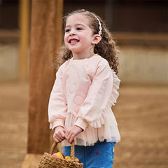 Dave&Bella Toddler Girls Autumn Sweet Pink Mesh Dress-style Sweatshirts Tops