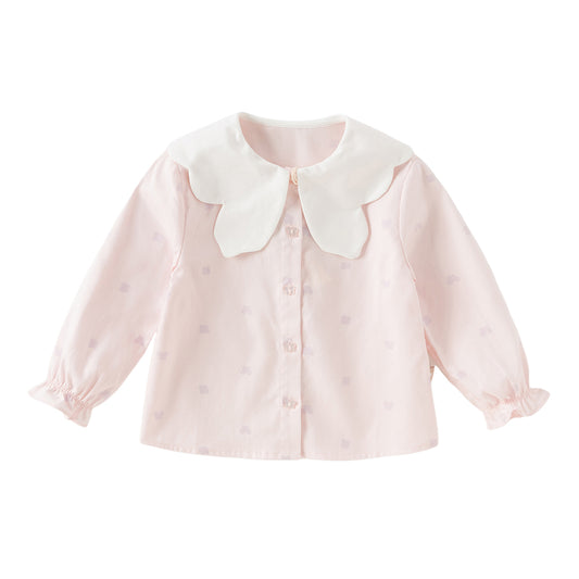 Dave&Bella Girls Autumn Cotton Sweet Pink Butterfly Print Shirts Top