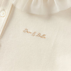 Dave&Bella Kids Girls Autumn Cotton Pearl White Sweet T-shirt Tops