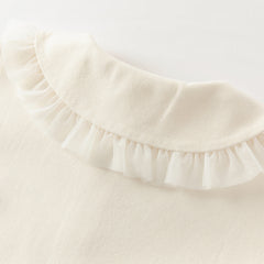 Dave&Bella Kids Girls Autumn Cotton Pearl White Sweet T-shirt Tops