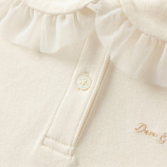 Dave&Bella Kids Girls Autumn Cotton Pearl White Sweet T-shirt Tops