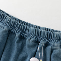 Dave&Bella Toddler Girls Autumn Denim Blue Loose Causal Jeans Pants