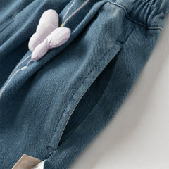 Dave&Bella Toddler Girls Autumn Denim Blue Loose Causal Jeans Pants
