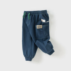 Dave&Bella Boys Autumn Outdoor Drawstring Dark Blue Sweatpants
