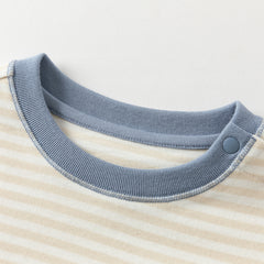 Dave&Bella Toddler Boys Autumn Cotton Apricot Striped T-shirts Tops