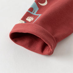 Dave&Bella Toddler Boys Autumn Red Playful Cotton T-shirt Tops