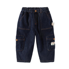 Dave&Bella Toddler Boys Autumn Denim Blue Long Jeans Pants
