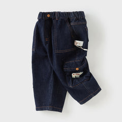 Dave&Bella Toddler Boys Autumn Denim Blue Long Jeans Pants