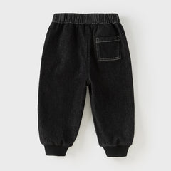 Dave&Bella Boys Autumn Cotton Carbon Black Casual Drawstring Jeans