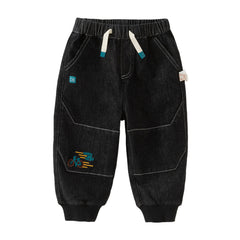 Dave&Bella Boys Autumn Cotton Carbon Black Casual Drawstring Jeans