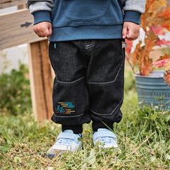 Dave&Bella Boys Autumn Cotton Carbon Black Casual Drawstring Jeans